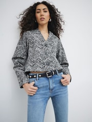 River Island Black Collarless Trophy Jacket - Image 1 of 4