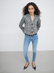 River Island Black Collarless Trophy Jacket - Image 2 of 4