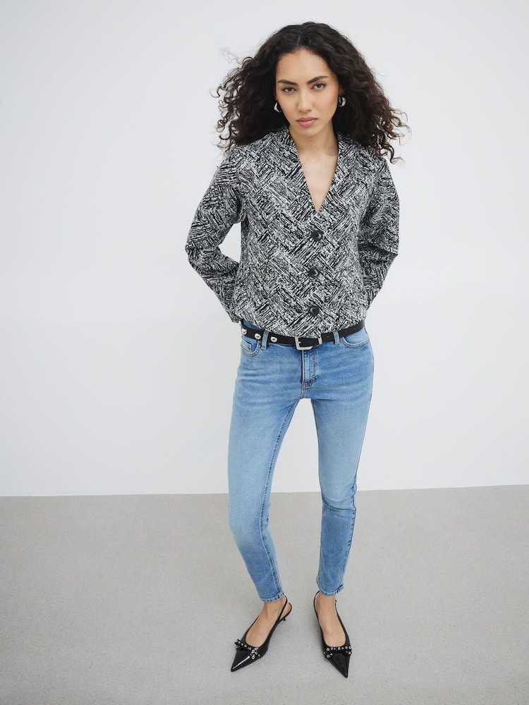 River Island Black Collarless Trophy Jacket - Image 2 of 4