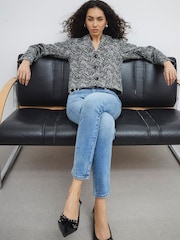 River Island Black Collarless Trophy Jacket - Image 3 of 4