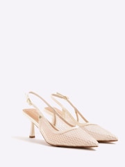 River Island Cream Leopard Print Mesh Court Shoes - Image 4 of 6