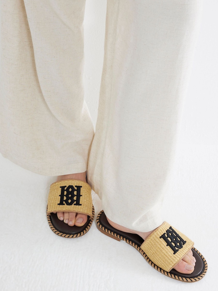 River Island Brown Raffia Flat Sandals - Image 1 of 6 River Island Brown Raffia Flat Sandals - Image 1 of 6