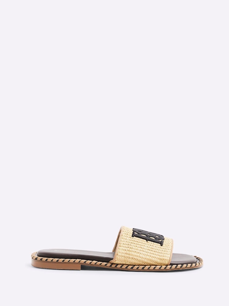 River Island Brown Raffia Flat Sandals - Image 2 of 6 River Island Brown Raffia Flat Sandals - Image 2 of 6