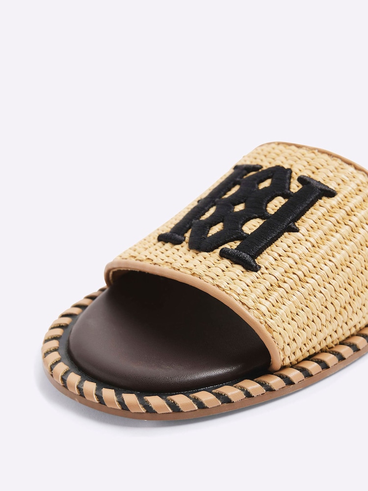 River Island Brown Raffia Flat Sandals - Image 6 of 6