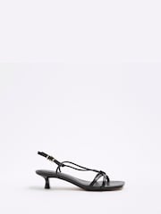River Island Black Kitten Heeled Strappy Sandals - Image 1 of 6
