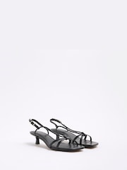 River Island Black Kitten Heeled Strappy Sandals - Image 2 of 6