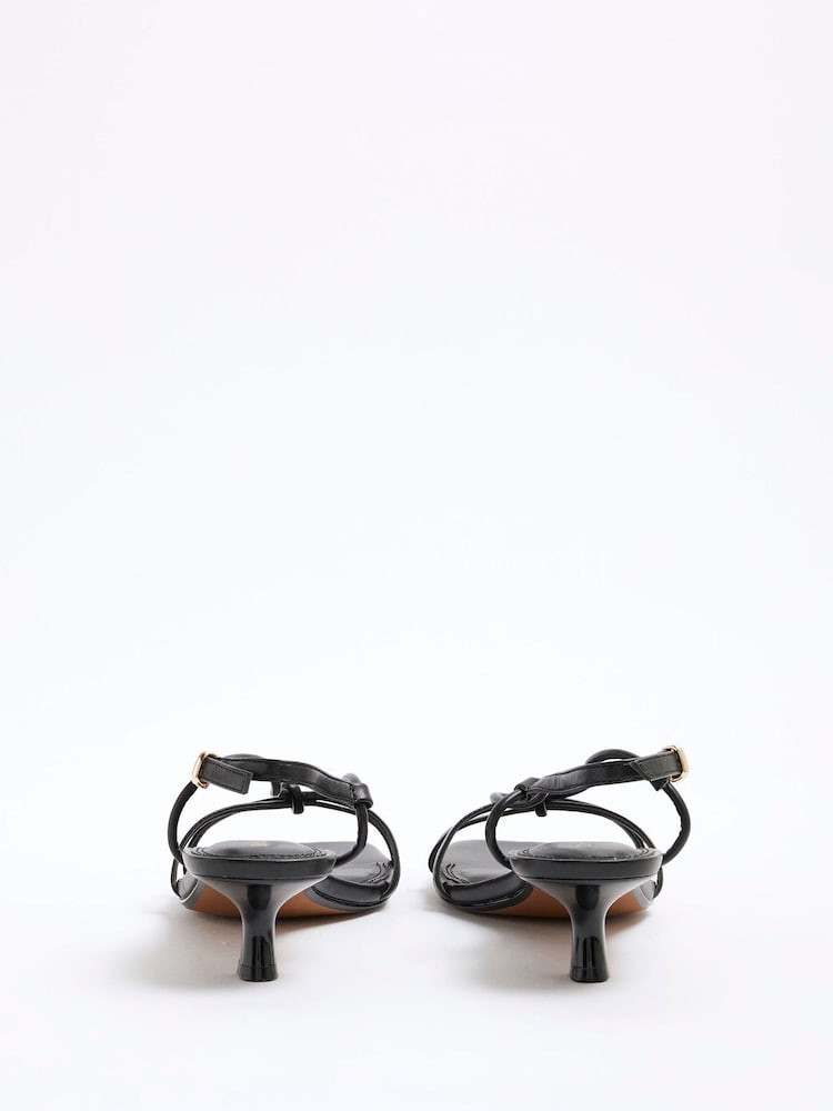 River Island Black Kitten Heeled Strappy Sandals - Image 3 of 6