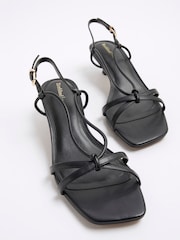 River Island Black Kitten Heeled Strappy Sandals - Image 4 of 6