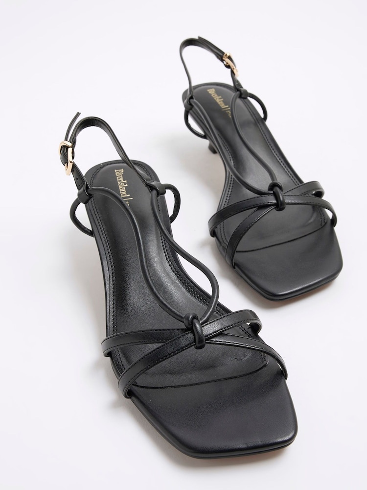 River Island Black Kitten Heeled Strappy Sandals - Image 4 of 6
