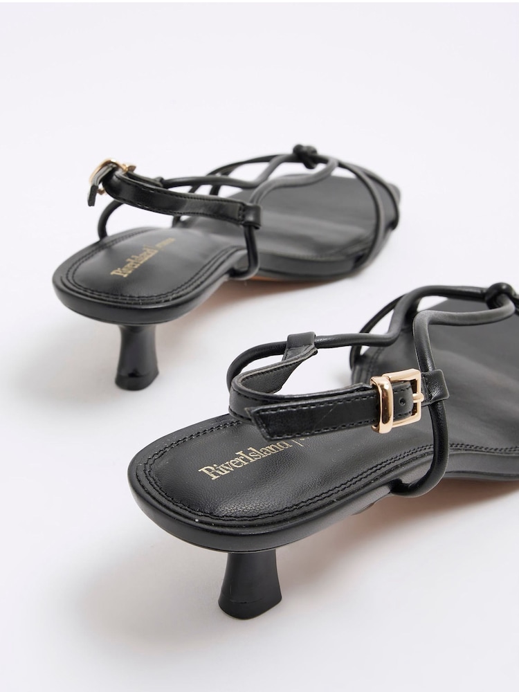 River Island Black Kitten Heeled Strappy Sandals - Image 5 of 6