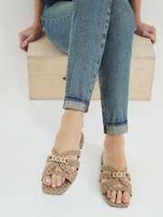 River Island Beige Strappy Flat Mules - Image 1 of 6