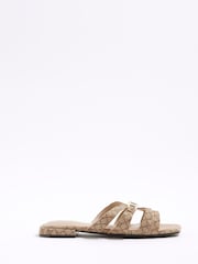 River Island Beige Strappy Flat Mules - Image 2 of 6