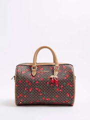 River Island вишневая сумка-боулер с монограммой - Image 1 of 6