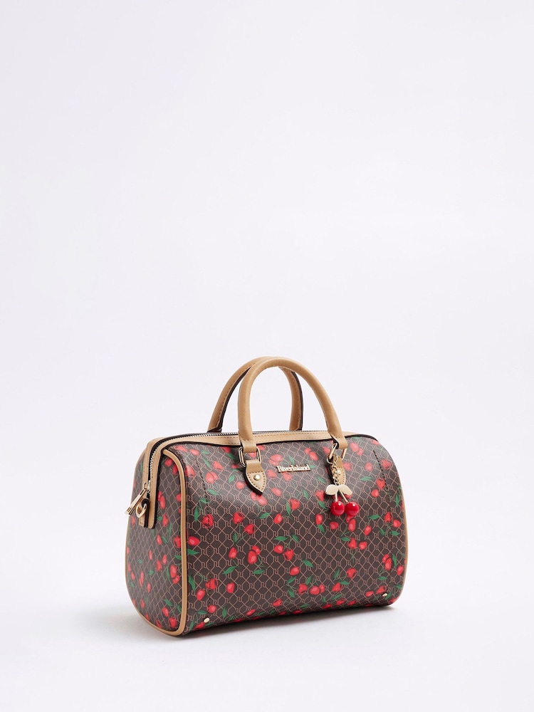 River Island вишневая сумка-боулер с монограммой - Image 2 of 6