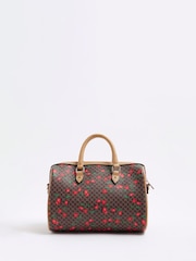 River Island вишневая сумка-боулер с монограммой - Image 3 of 6