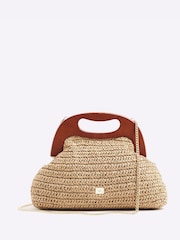 River Island Brown Raffia Clutch Bag - Image 1 of 6