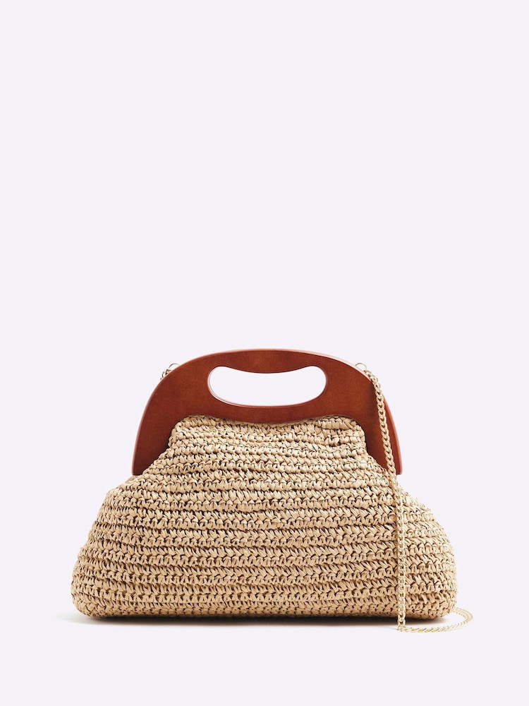 River Island Brown Raffia Clutch Bag - Image 2 of 6