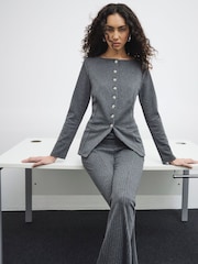 River Island Grey Scoop Neck Button Top - Image 2 of 7