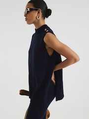 River Island Blue Side Slit Tank Top - Image 1 of 6