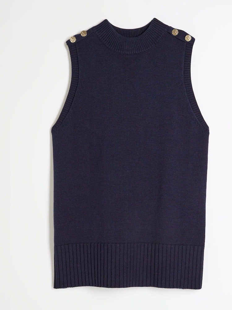 River Island Blue Side Slit Tank Top - Image 5 of 6