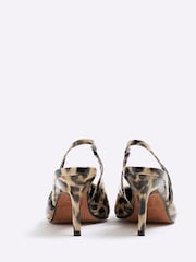 River Island Brown Leopard Print Buckle Sling Court Shoes - Image 3 of 6