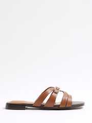 River Island Brown Strappy Flat Mules - Image 2 of 6