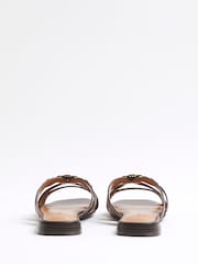 River Island Brown Strappy Flat Mules - Image 4 of 6