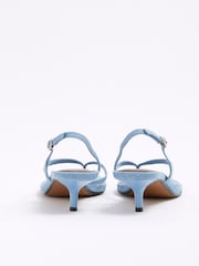 River Island Blue Strappy Toe Thong Heeled Sandals - Image 4 of 6