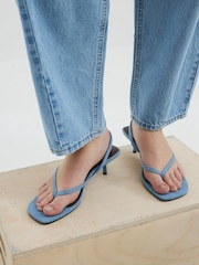River Island Blue Strappy Toe Thong Heeled Sandals - Image 6 of 6