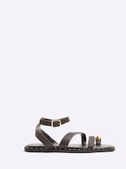 River Island Brown Studded Strappy Leather Sandals - Image 2 of 6