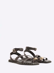 River Island Brown Studded Strappy Leather Sandals - Image 3 of 6