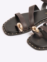 River Island Brown Studded Strappy Leather Sandals - Image 6 of 6