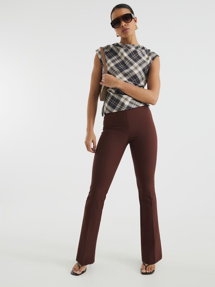 River Island Brown Skinny Tailored Bootcut Trousers - Image 1 of 6