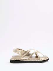 River Island Gold Cross Strap Sandals - Image 2 of 6