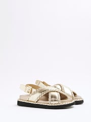 River Island Gold Cross Strap Sandals - Image 3 of 6
