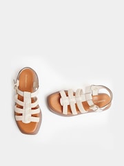 River Island Cream Wide Fit Cross Strap Weave Detail Sandals - Image 4 of 7
