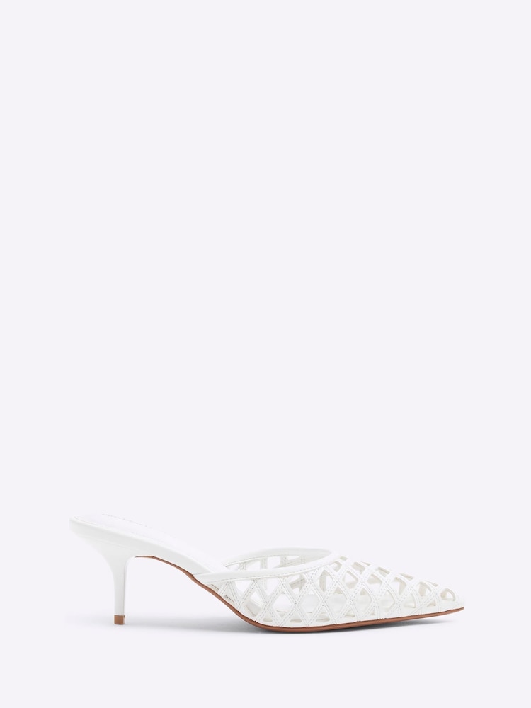 River Island White Lattice Mule Court Shoes - Image 1 of 6