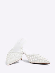 River Island White Lattice Mule Court Shoes - Image 3 of 6