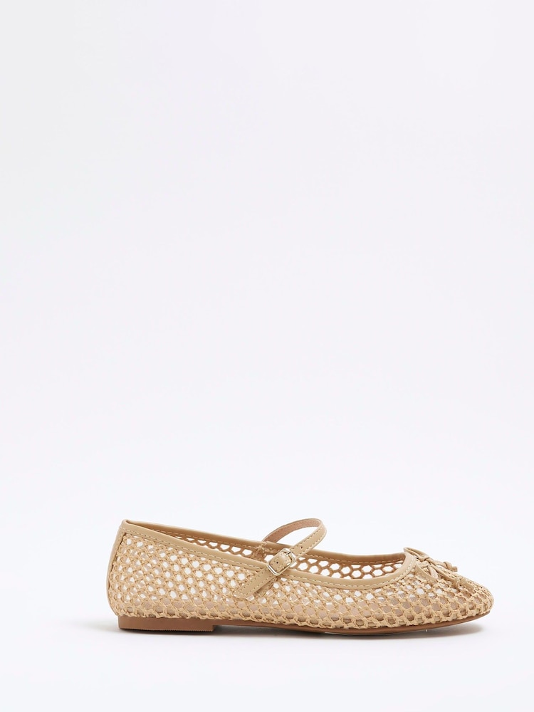 River Island Beige Raffia Ballet Shoes - Image 1 of 5