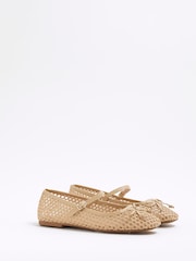River Island Beige Raffia Ballet Shoes - Image 2 of 5