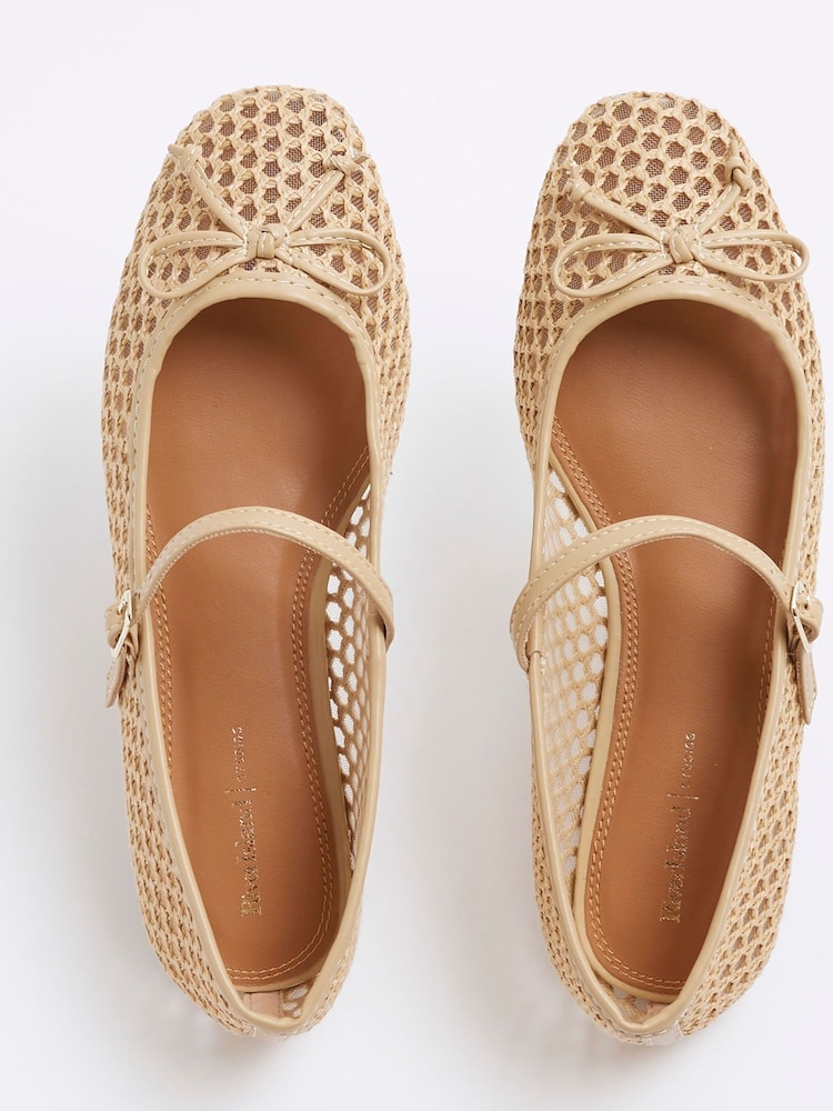 River Island Beige Raffia Ballet Shoes - Image 4 of 5