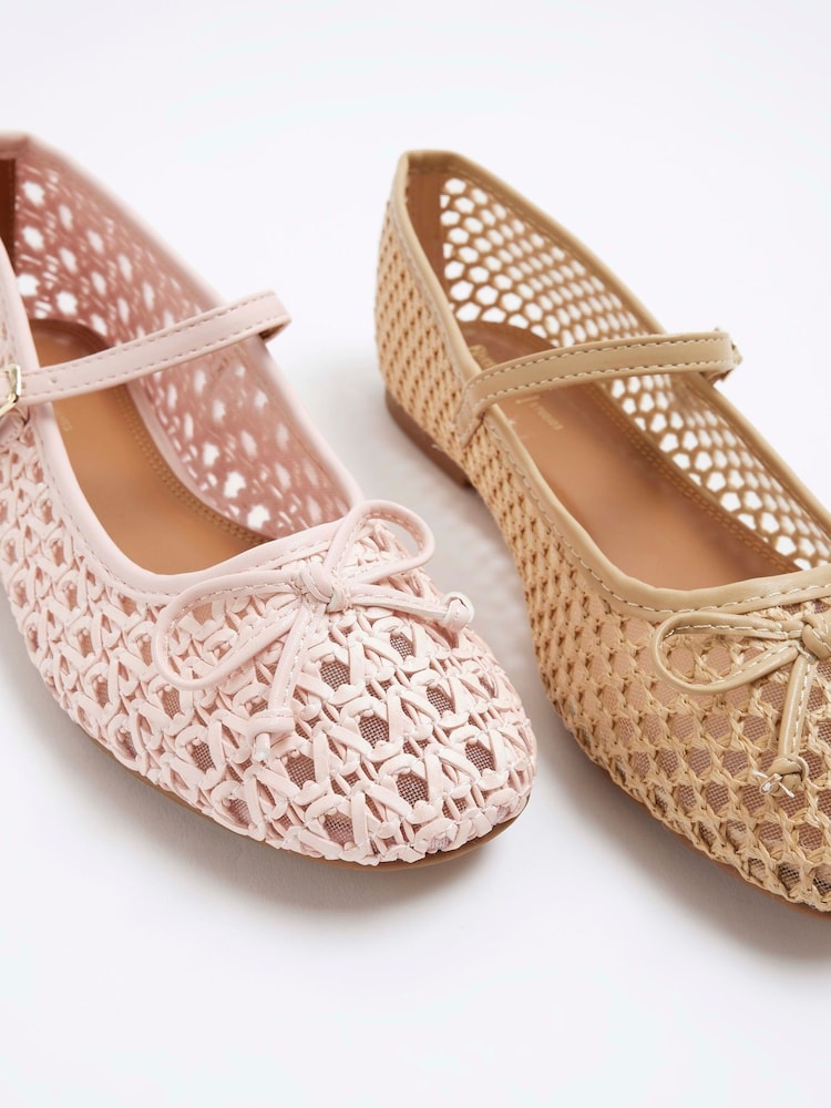 River Island Beige Raffia Ballet Shoes - Image 5 of 5