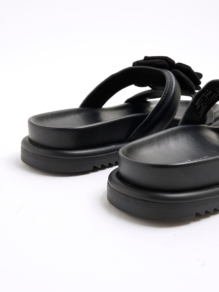 River Island Black Floral Trim Sandals - Image 6 of 6 River Island Black Floral Trim Sandals - Image 6 of 6
