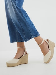 River Island Cream Closed Toe Wedge Sandals - Image 1 of 6