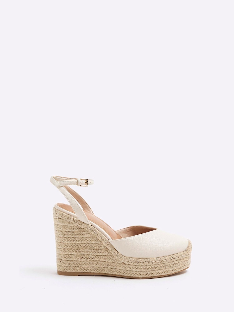 River Island Cream Closed Toe Wedge Sandals - Image 2 of 6