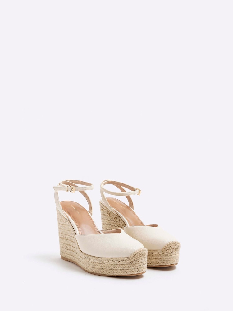 River Island Cream Closed Toe Wedge Sandals - Image 3 of 6