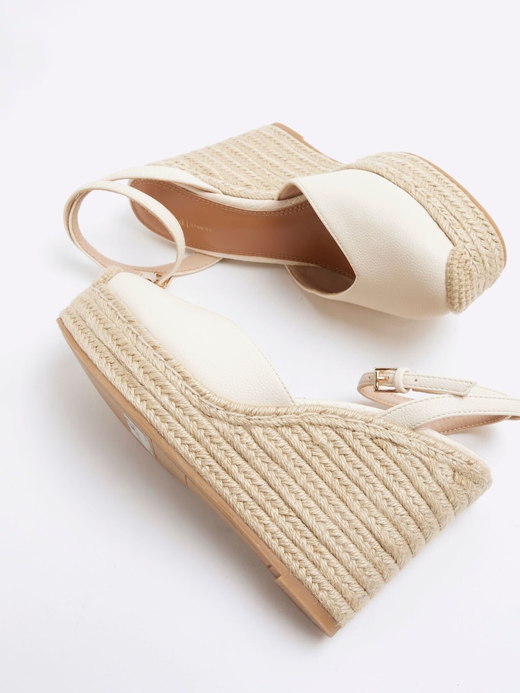 River Island Cream Closed Toe Wedge Sandals - Image 5 of 6