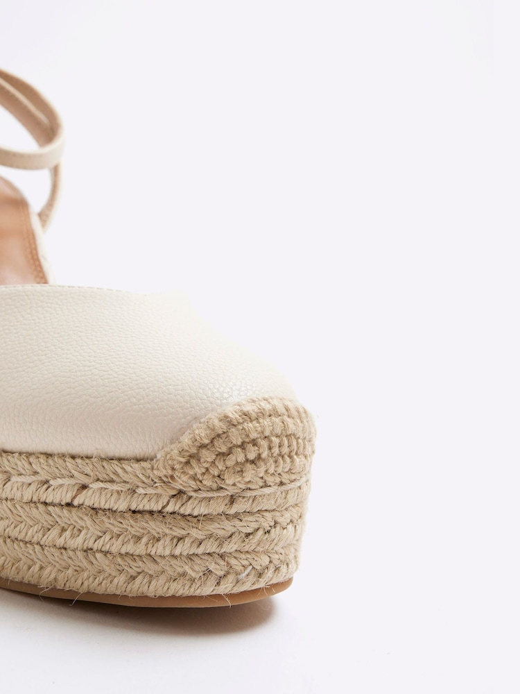 River Island Cream Closed Toe Wedge Sandals - Image 6 of 6