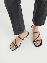 River Island Black Strappy Kitten Heel Mules - Image 1 of 6