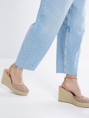 River Island Pink Closed Toe Embellished Wedge Sandals - Image 1 of 6
